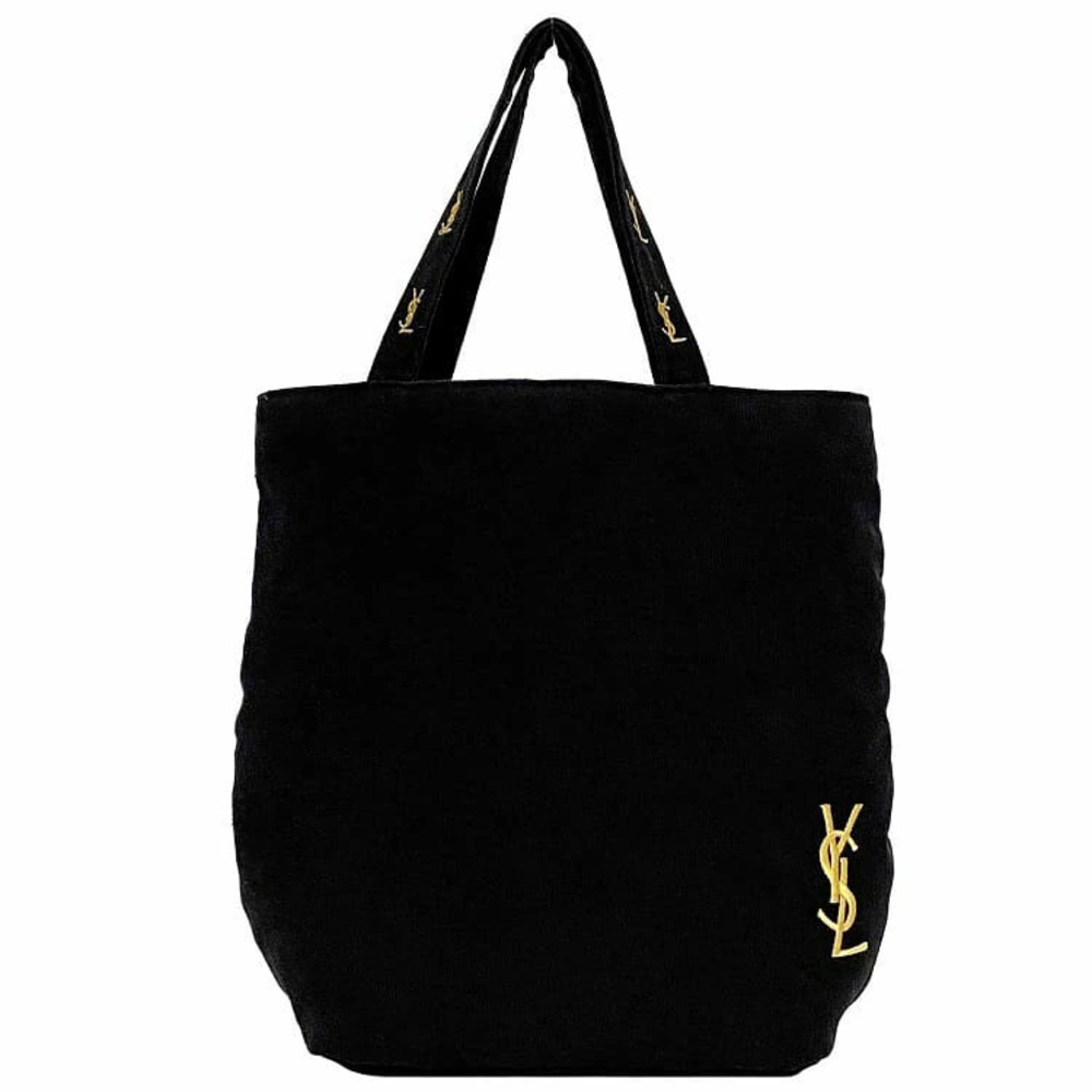 Yves Saint Laurent Tote Bag Black Parfums Embroidery Eco Portable Handbag